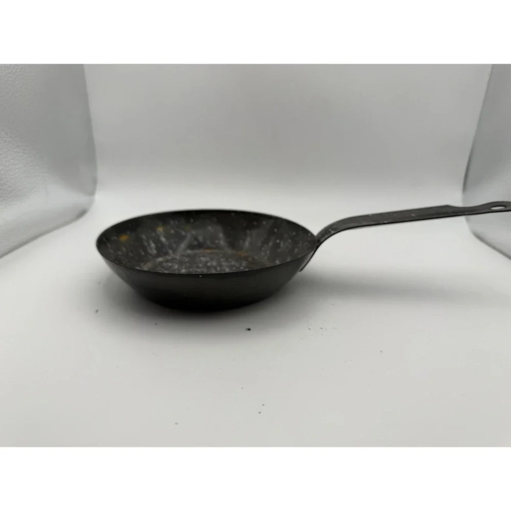 Vintage Black Speckled Enamelware Frying Pan Skillet Primitive Farmhouse Decor